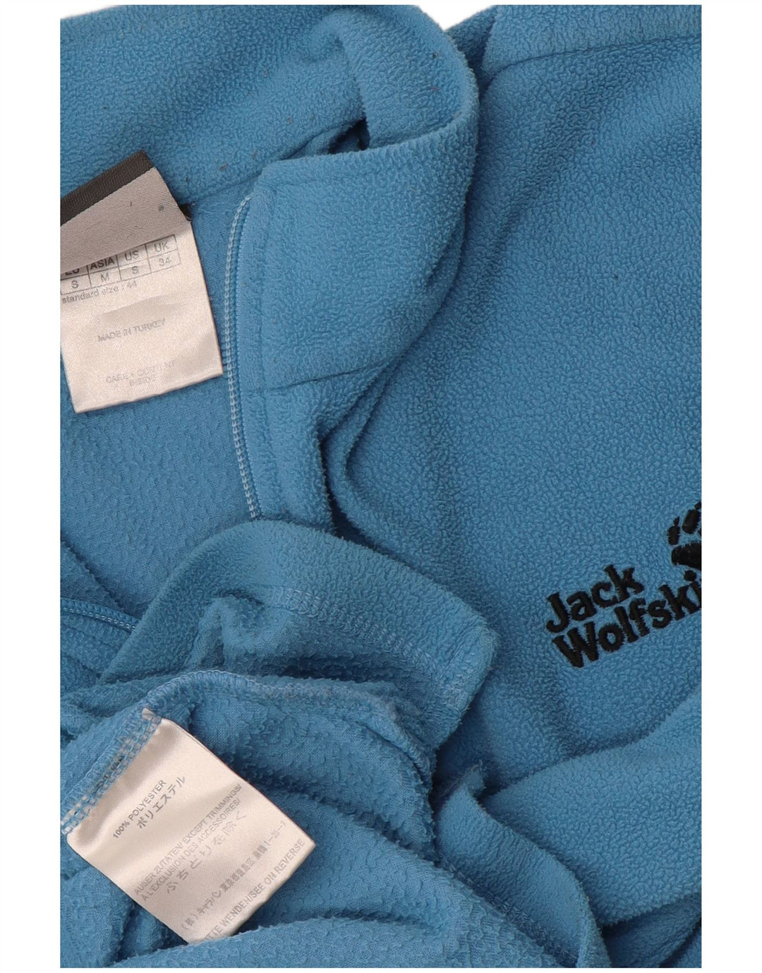 JACK WOLFSKIN Mens Zip Neck Fleece Jumper UK 34 Small Blue Polyester