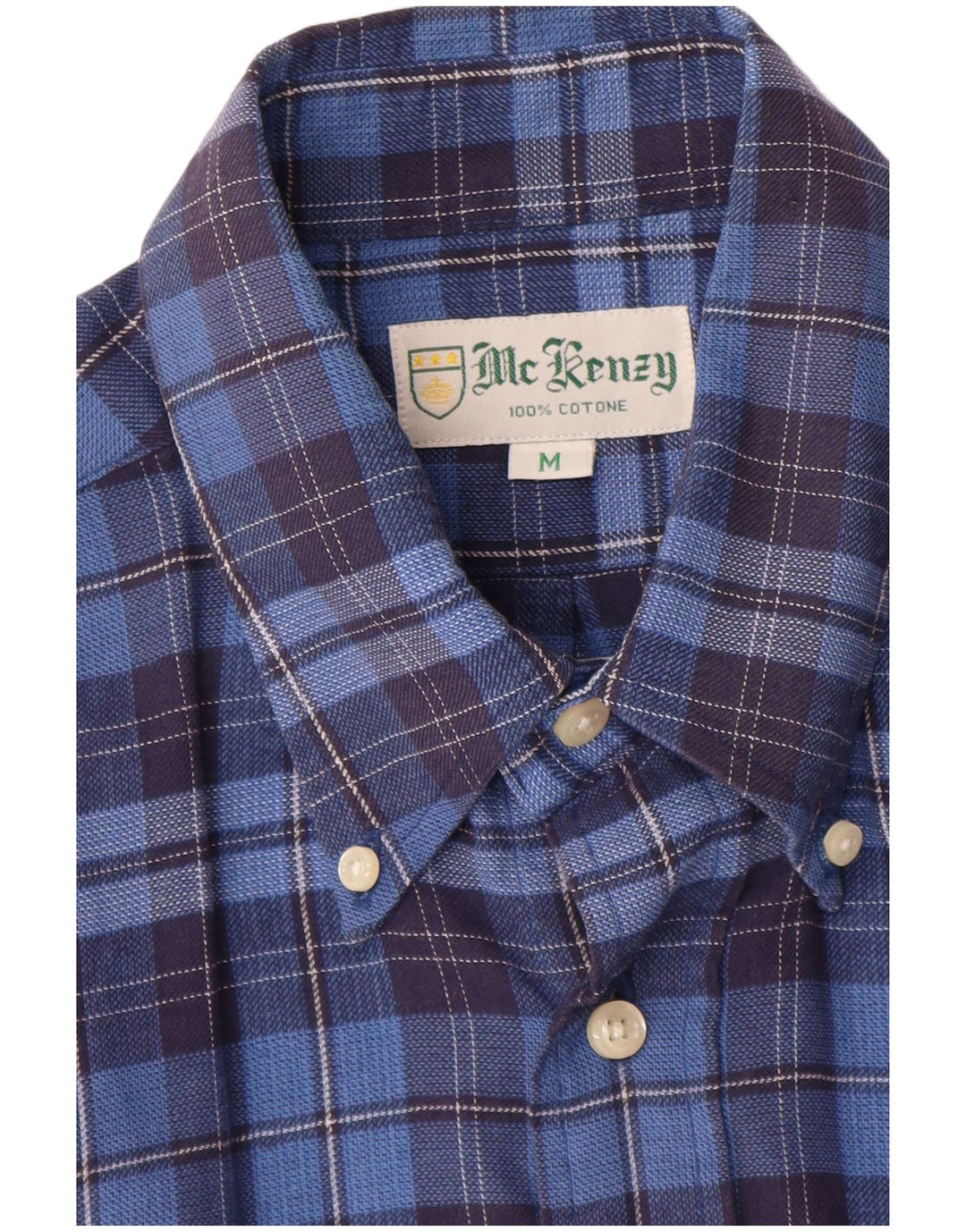 Camicia da uomo in flanella MC Kenzy in cotone a quadri blu medio