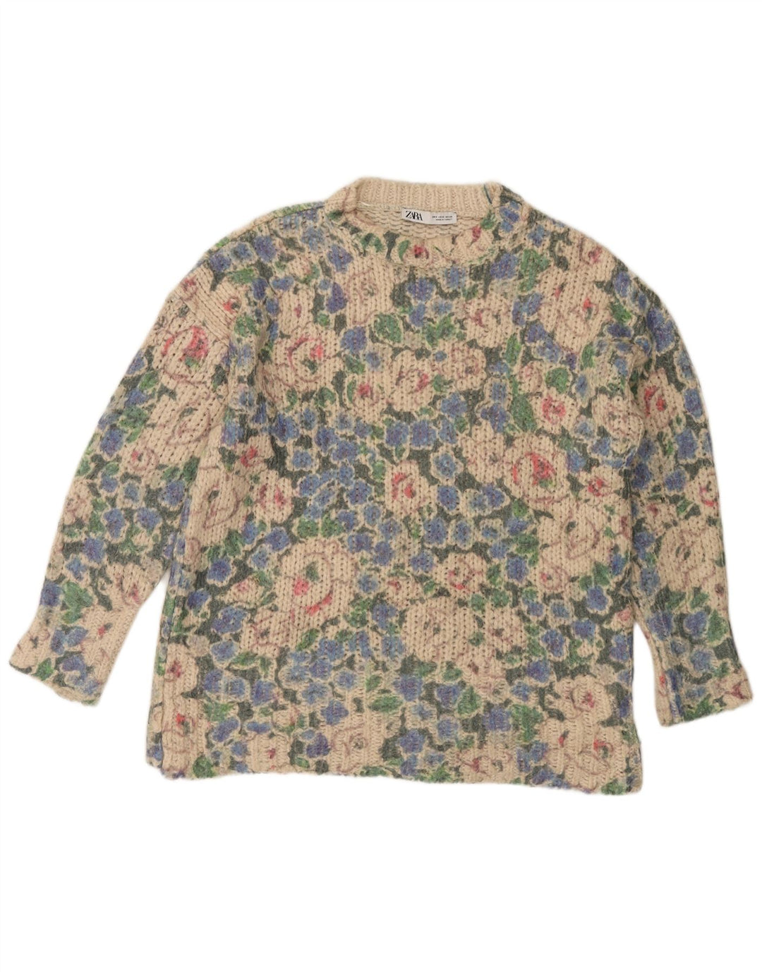 Maglione Girocollo Da Donna ZARA UK 10 Piccolo Floreale Multicolore