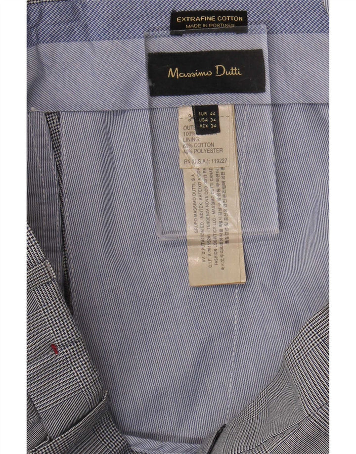 Pantaloni da abito slim da uomo Massimo Dutti EU 44 Large W34 L33 Pied de poule grigio