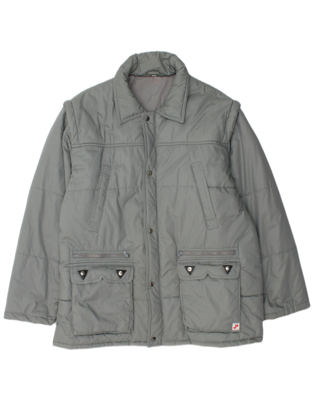 FASHION LEADER Mens Padded Jacket IT 55 2XL Grey Polyester