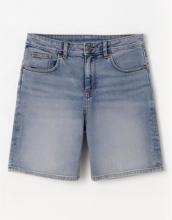 Pantaloncini di jeans Boyfriend da donna Marks & Spencer UK 10 piccoli W30 cotone blu
