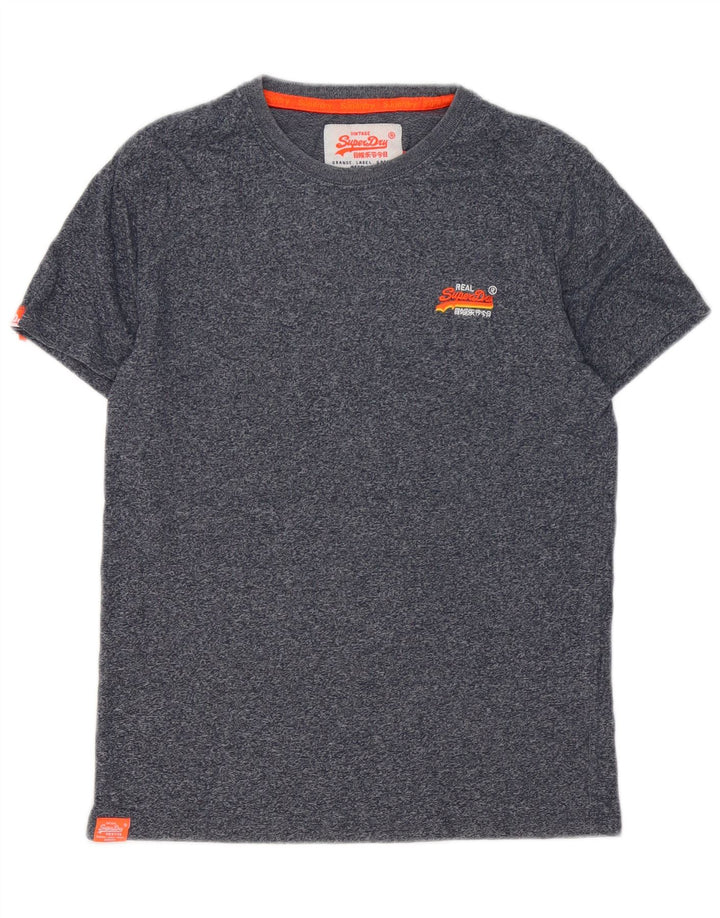 T-shirt da uomo Superdry Top Small in cotone screziato blu navy