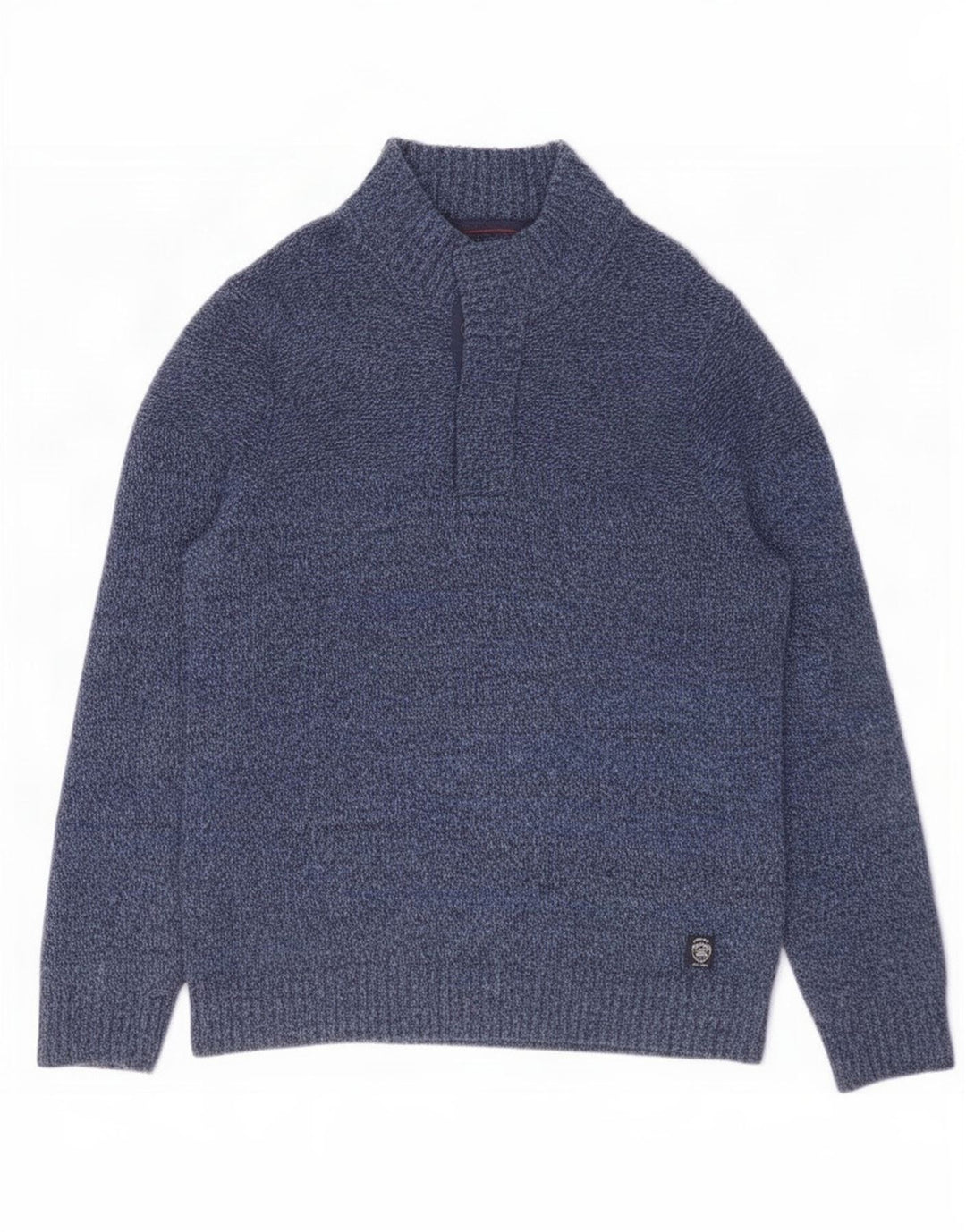 Maglione da uomo con collo abbottonato Fat Face, grande lana a righe blu navy