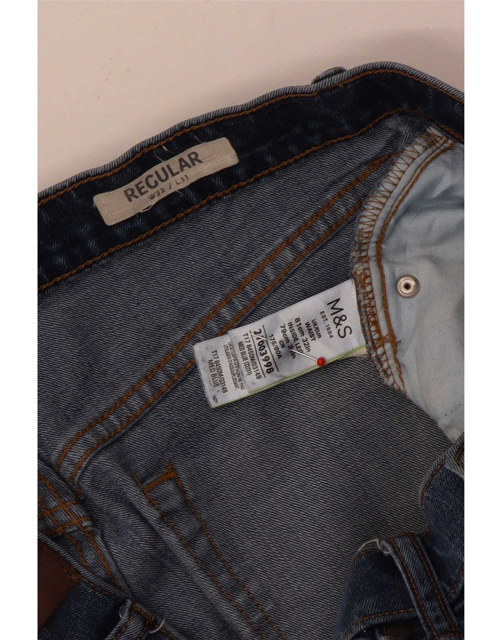 Jeans dritti regolari invecchiati Marks & Spencer da uomo W32 L31 cotone blu