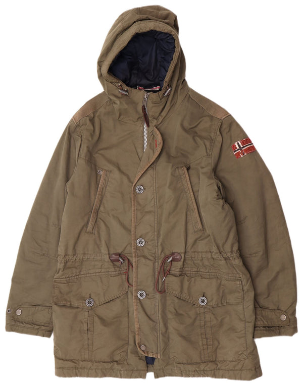 Giacca parka con cappuccio Heritage da uomo Napapijri UK 44 2XL cotone kaki