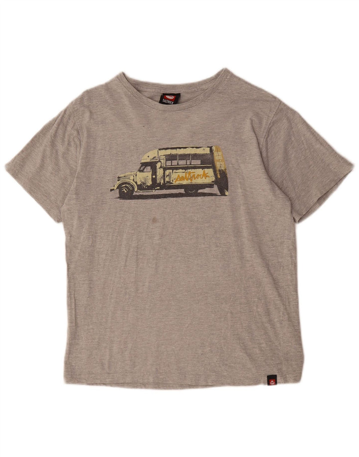 T-shirt grafica da uomo Saltrock Top in cotone chiazzato grigio piccolo