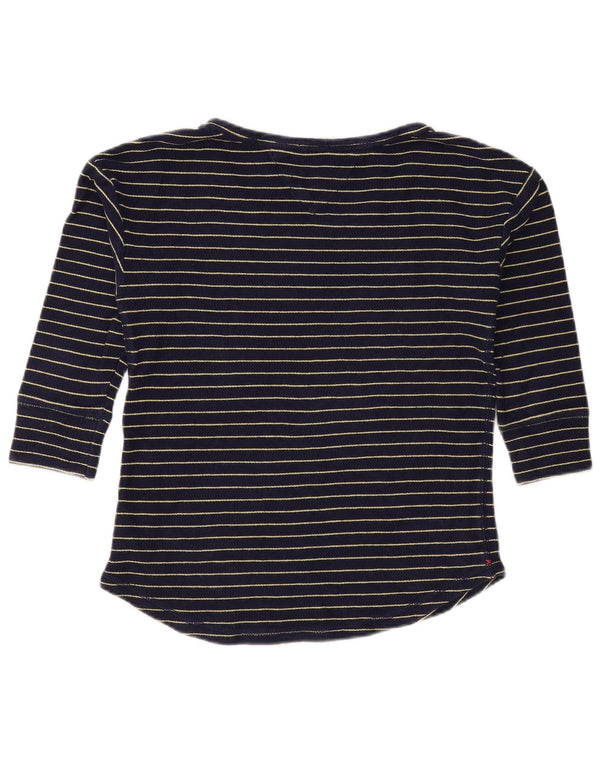 Top da donna Tommy Hilfiger manica 3/4 UK 10 piccolo cotone a righe blu navy