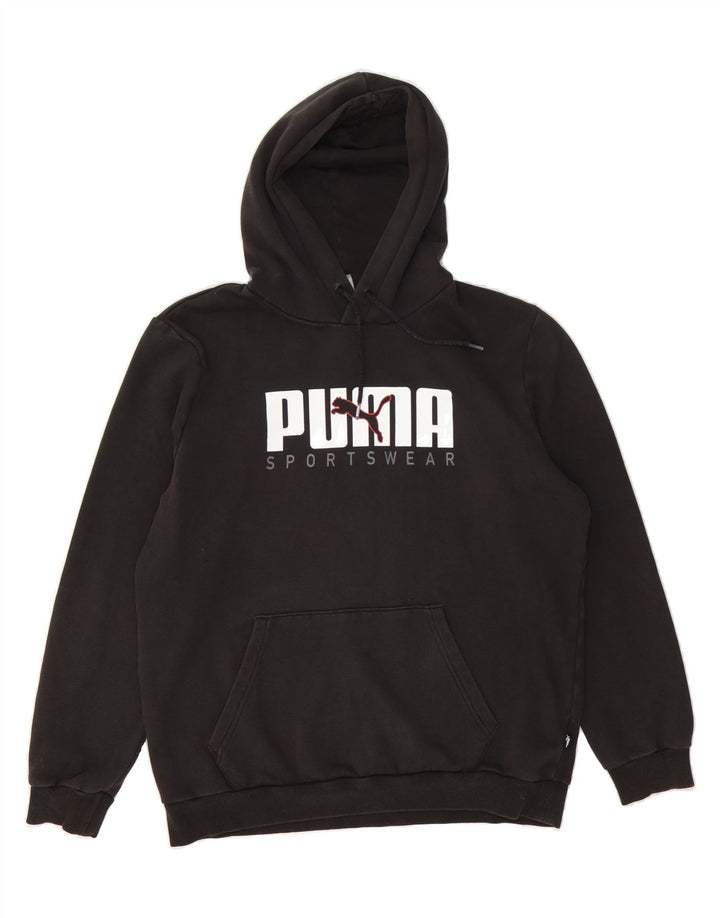 PUMA Mens Graphic Hoodie Jumper Small Black Cotton Vintage Puma and Second-Hand Puma from Messina Hembry 