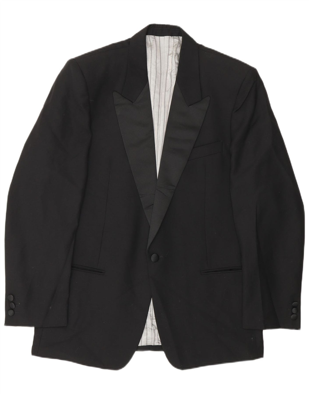 Giacca blazer vintage da uomo a 1 bottone IT 48 lana nera media