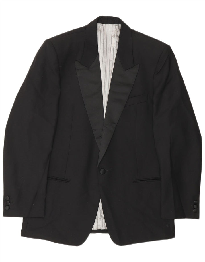 Giacca blazer vintage da uomo a 1 bottone IT 48 lana nera media
