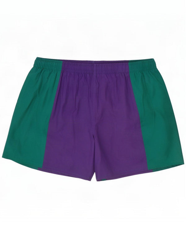 Vintage Mens Sport Shorts Large Purple Colourblock Cotton