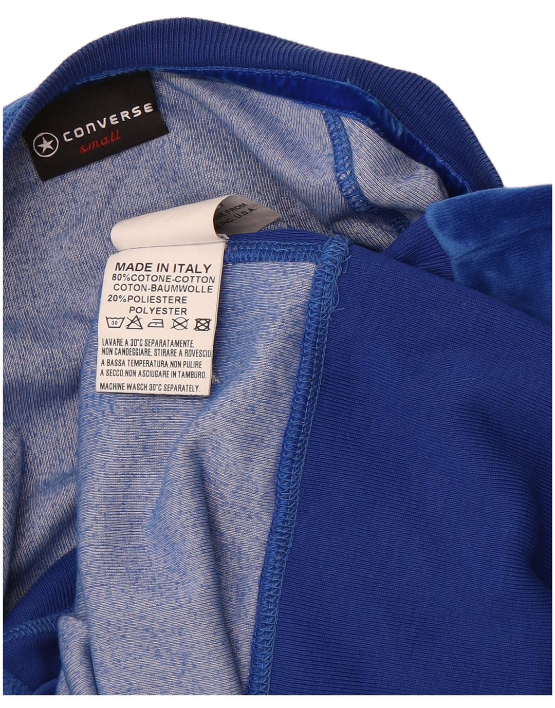 CONVERSE Womens Velvet Sweatshirt Jumper UK 10 Small Blue Cotton