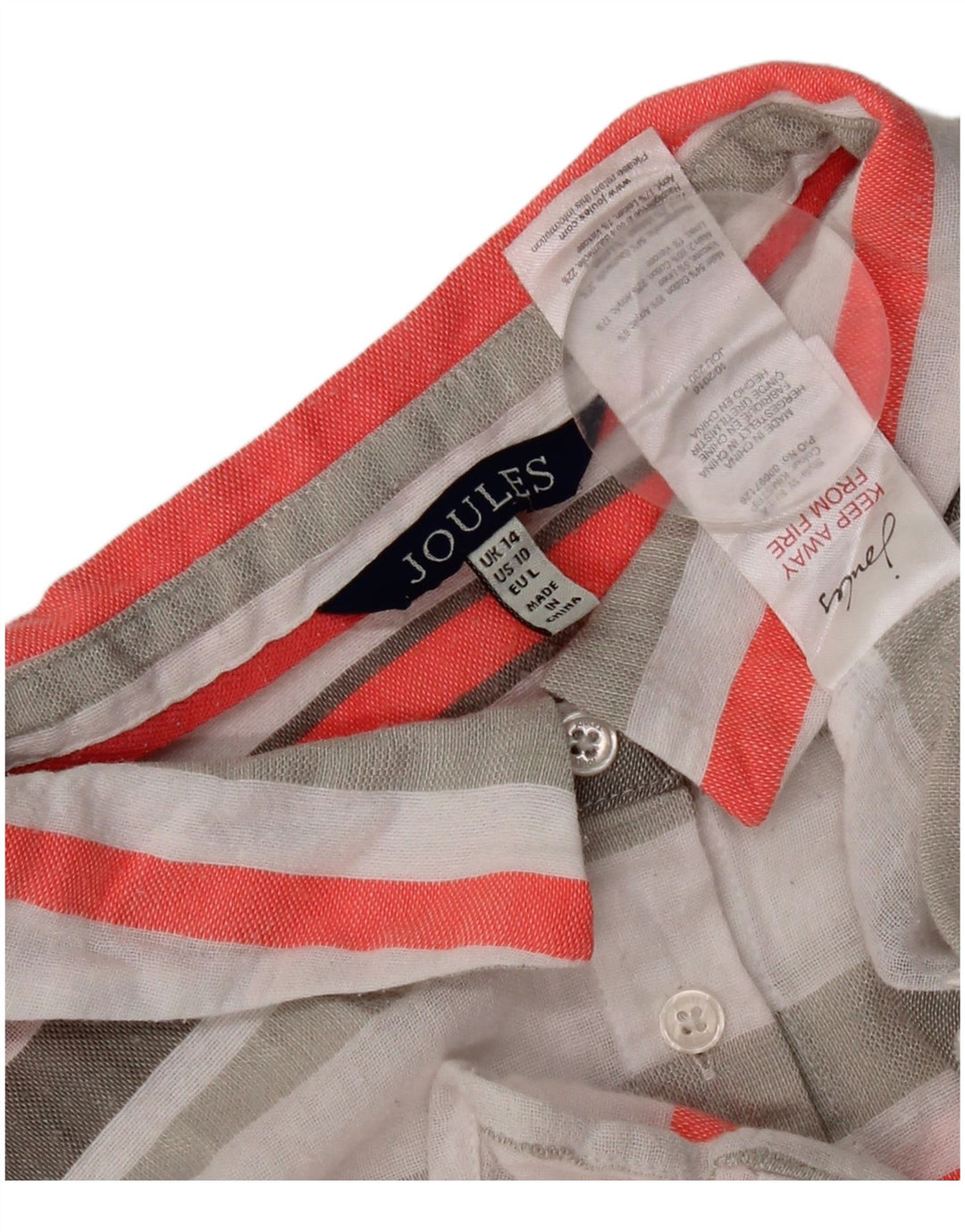 Camicia a maniche corte da donna Joules UK 14 Grandi righe multicolori