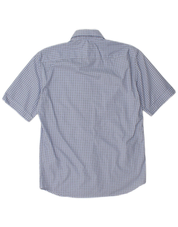 Camicia a maniche corte da uomo VINTAGE taglia 38 15 cotone maculato blu medio
