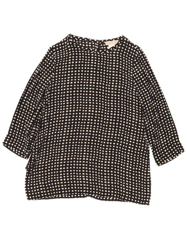 Max Mara Camicetta da donna con maniche a 3/4 Top UK 10 Piccola seta geometrica nera