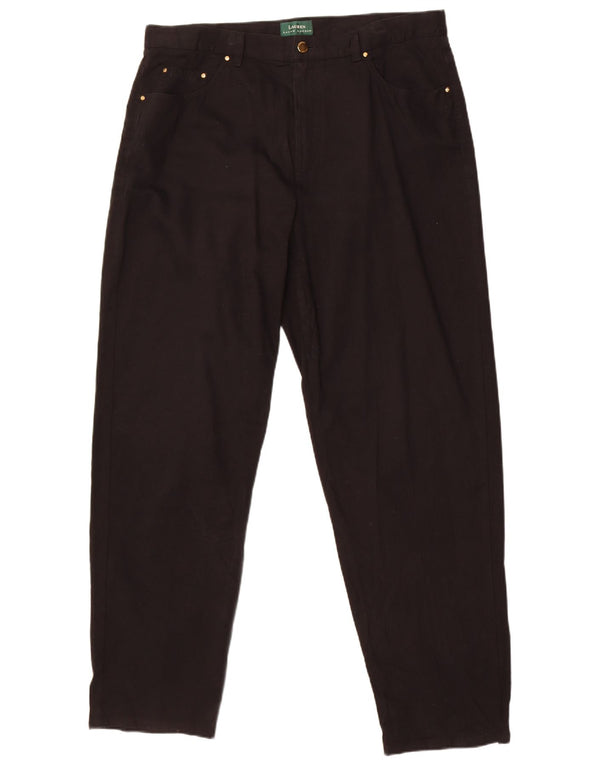 Pantaloni casual dritti da donna Ralph Lauren US 16 2XL W38 L31 Cotone nero