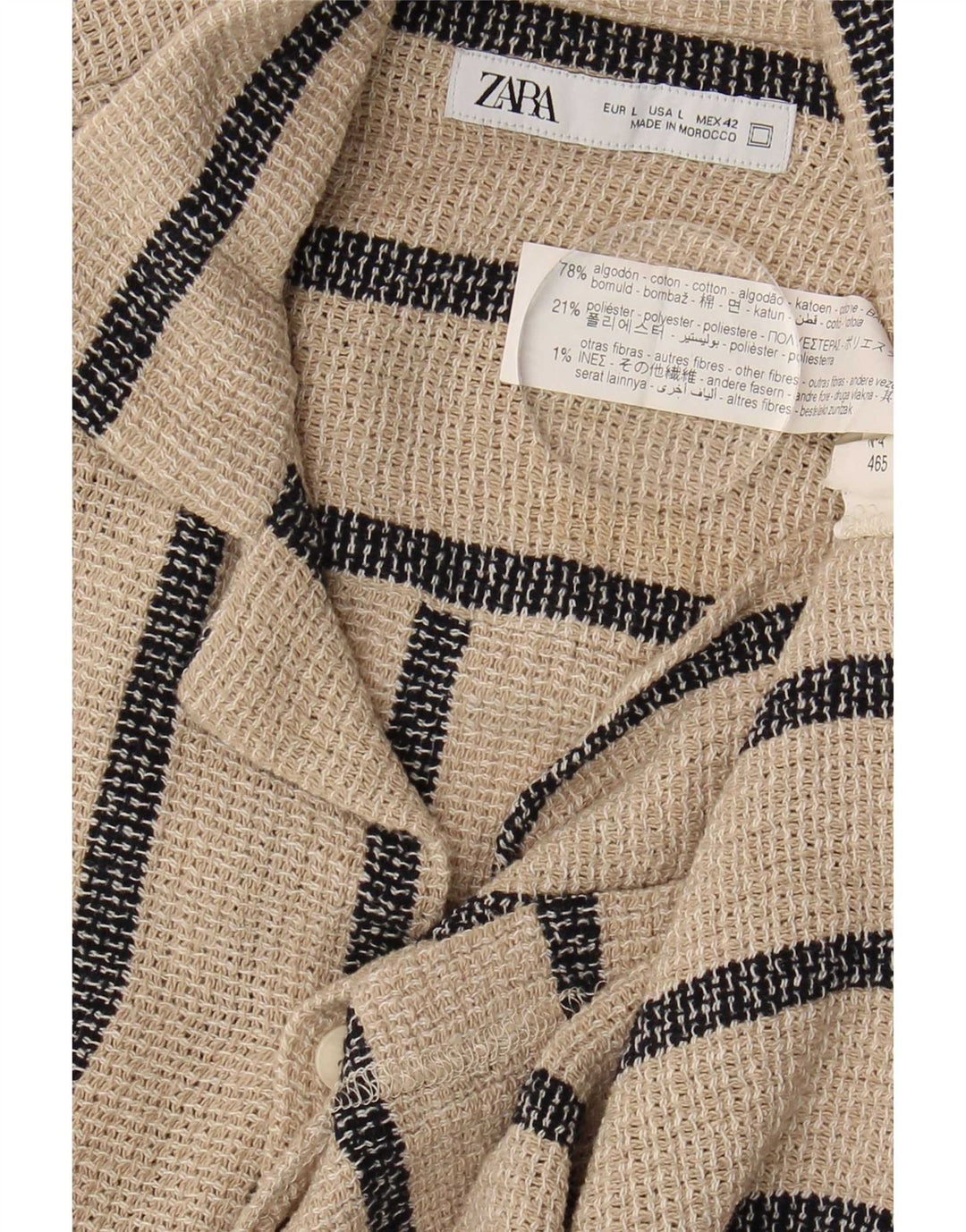 Camicia Zara da uomo a maniche corte, cotone a righe larghe beige