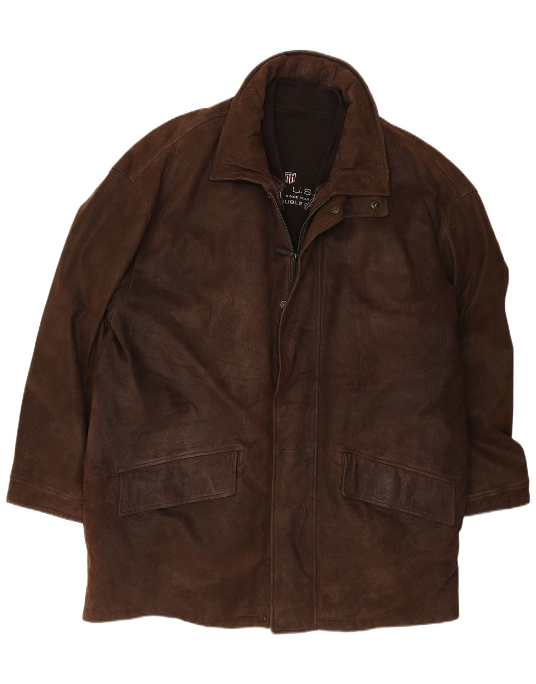 Gant Cappotto giacca a vento in pelle vestibilità ampia da uomo UK 38 Marrone medio