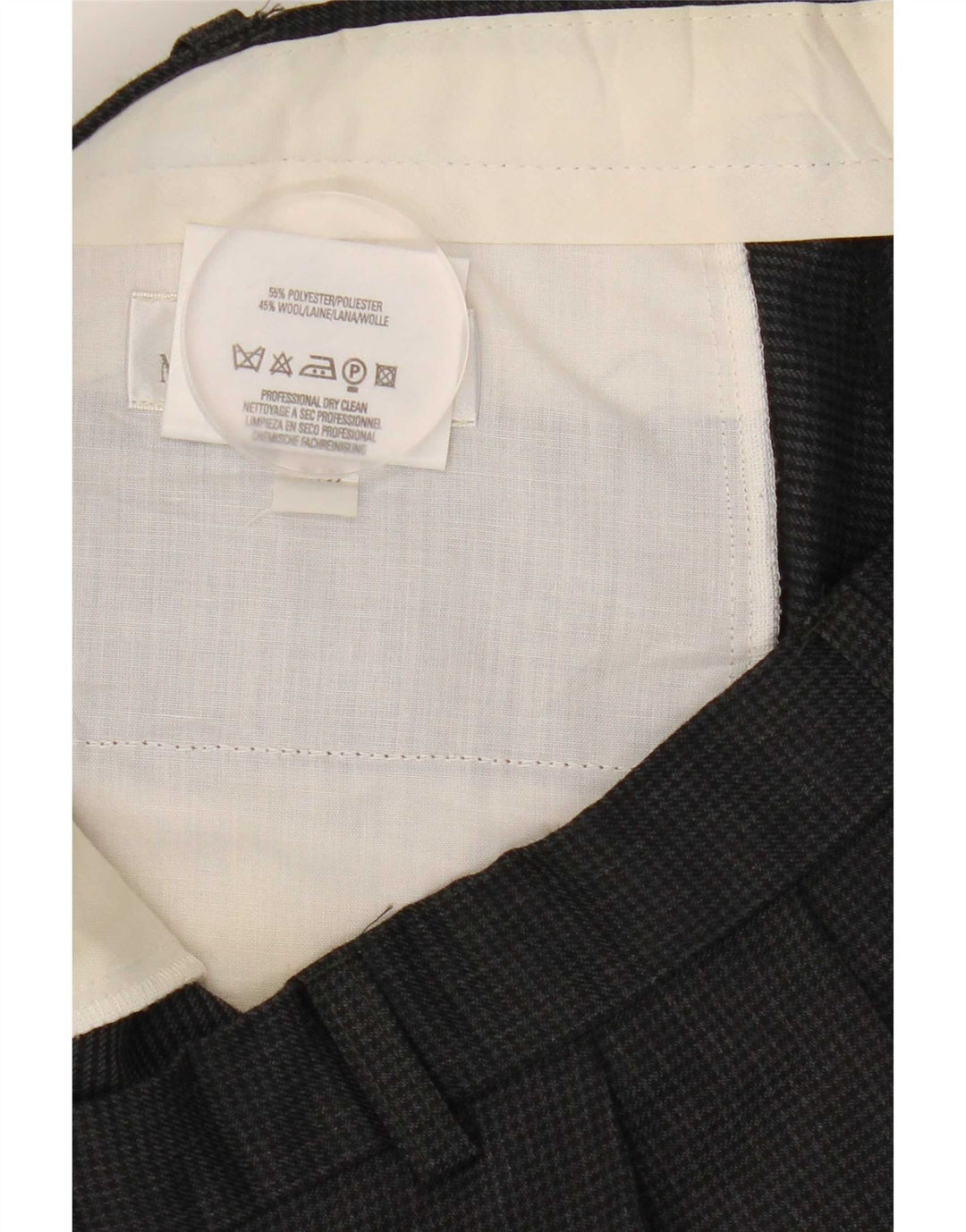 Pantaloni da abito con pegging da uomo Marks & Spencer W38 L31 pied de poule grigio