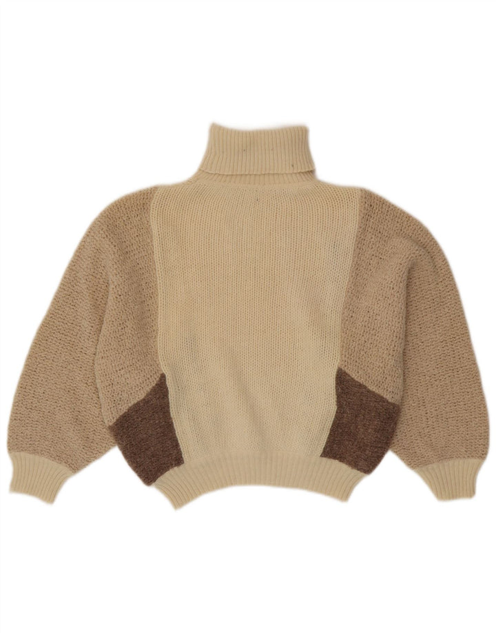 Maglione maglione collo alto da donna VINTAGE IT 42 Colorblock beige medio