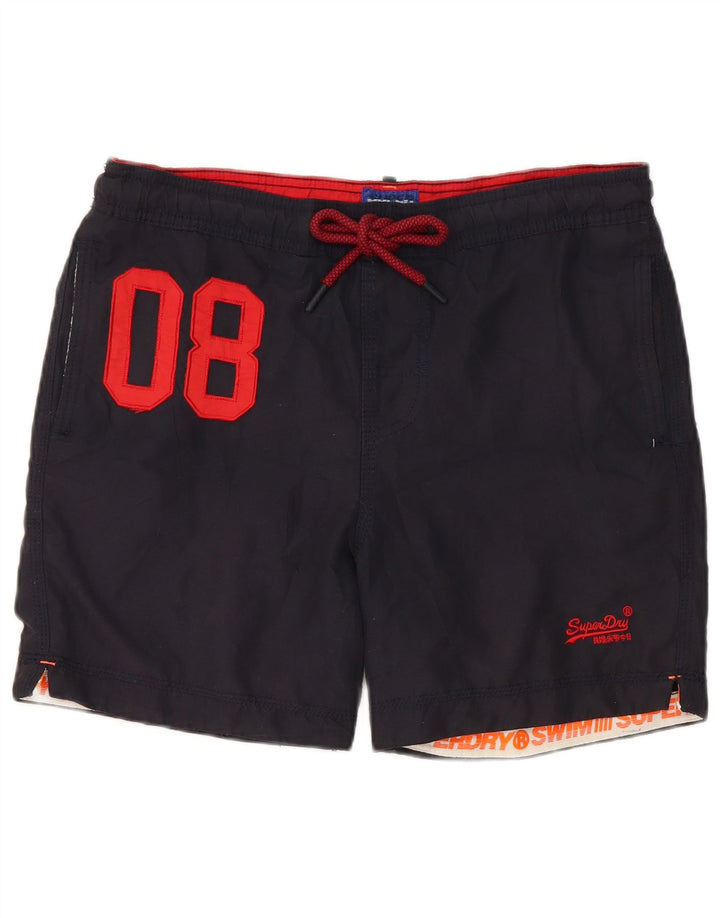 Pantaloncini da bagno grafici da uomo Superdry medi W32 L5 poliestere blu navy