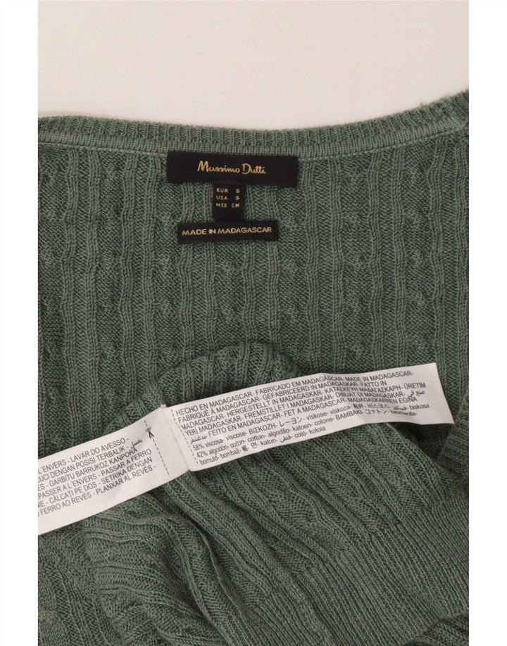 Massimo Dutti Maglione da donna con scollo a V UK 10 Small Green Viscosa