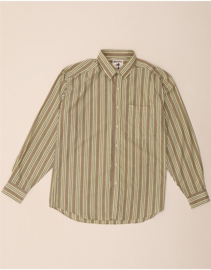 Camicia vintage da uomo a righe kaki medie