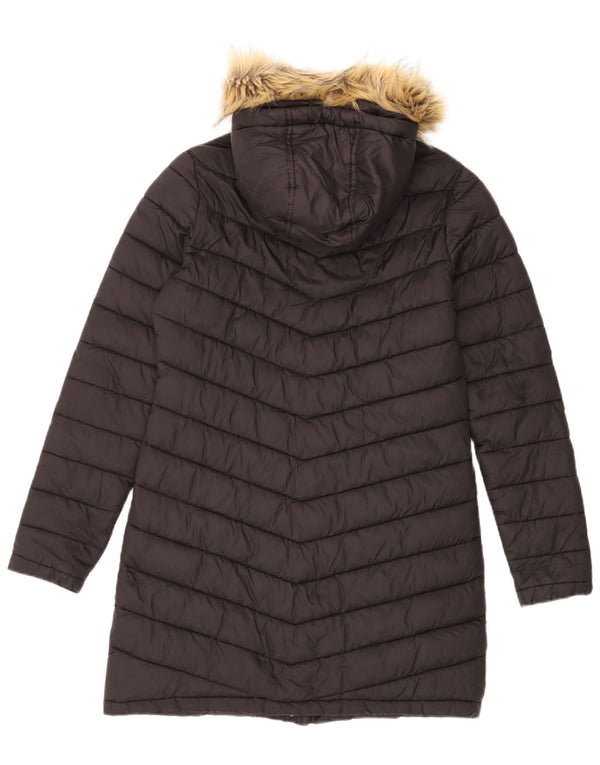 Cappotto imbottito con cappuccio da donna Superdry UK 12 nylon nero medio