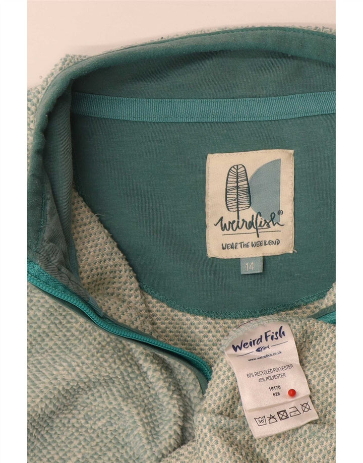 Felpa con collo con zip da donna Weird Fish Jumper UK 14 Large Verde Poliestere