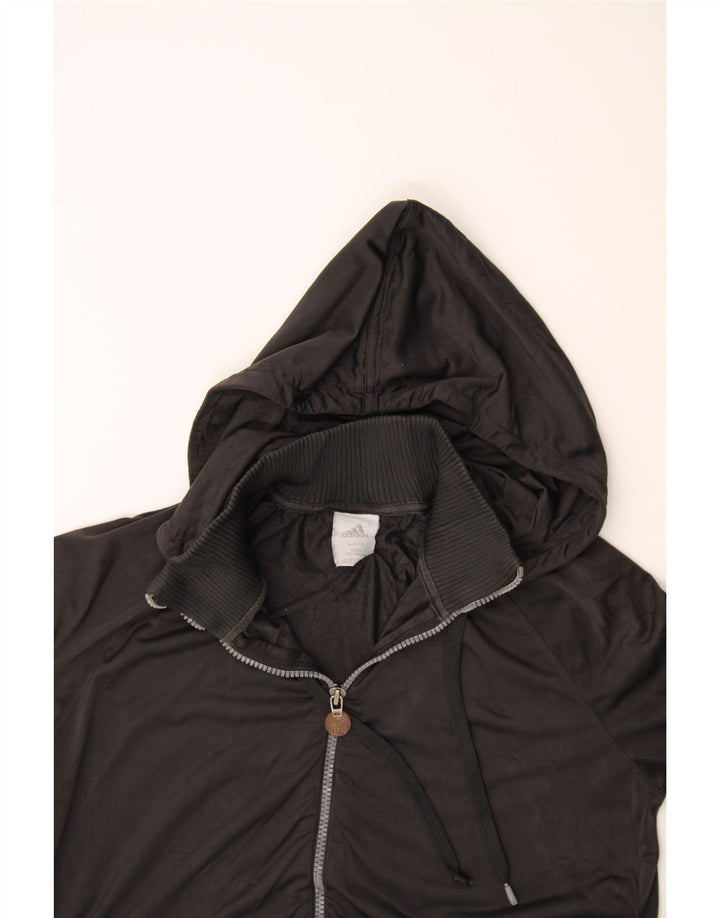ADIDAS Womens Zip Hoodie Sweater UK 14 Large  Black Polyester Vintage Adidas and Second-Hand Adidas from Messina Hembry 