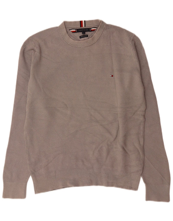 Maglione maglione girocollo da uomo Tommy Hilfiger in cotone grigio medio