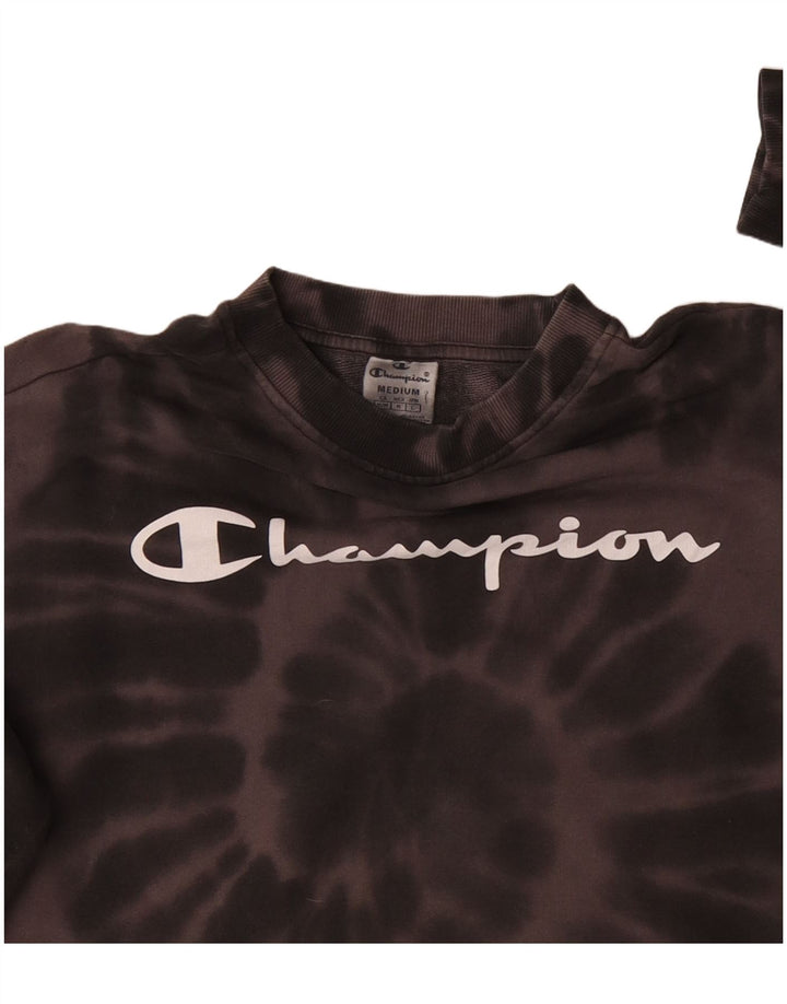 CHAMPION Donna Felpa con grafica corta Maglione UK 14 Marrone medio Tie Dye