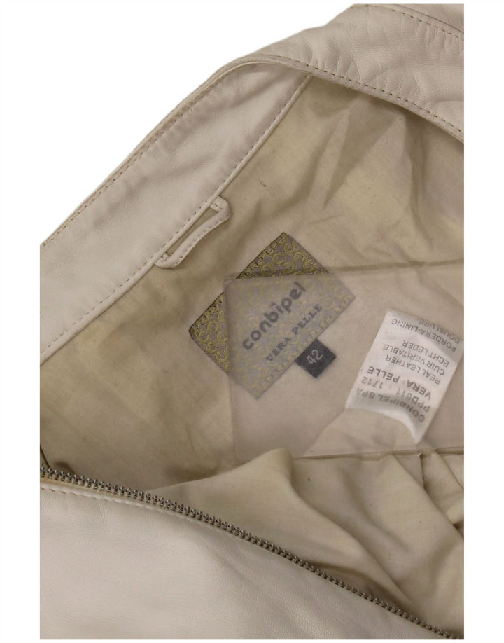 Giacca Biker in Pelle Donna Conbipel IT 42 Media Pelle Bianca