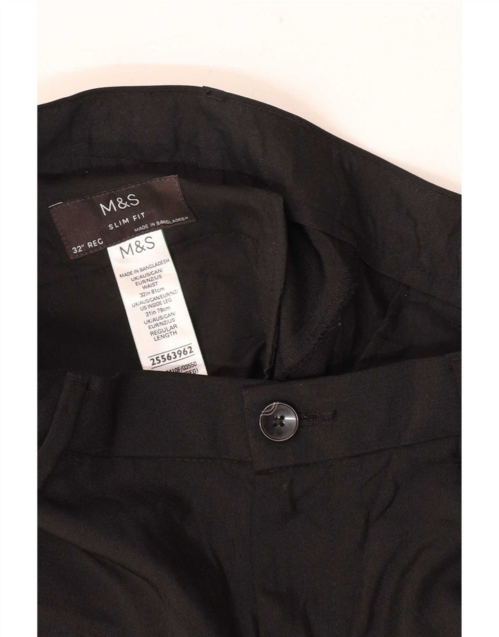 Pantaloni casual slim fit da uomo Marks & Spencer W32 L31 poliestere nero