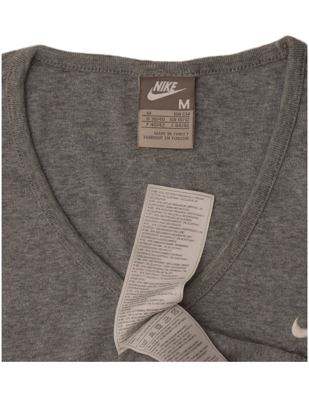T-shirt da donna Nike Top UK 10/12 cotone screziato grigio medio