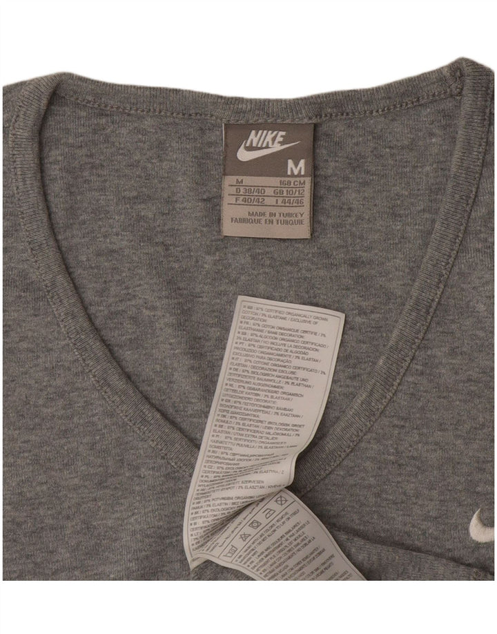 T-shirt da donna Nike Top UK 10/12 cotone screziato grigio medio