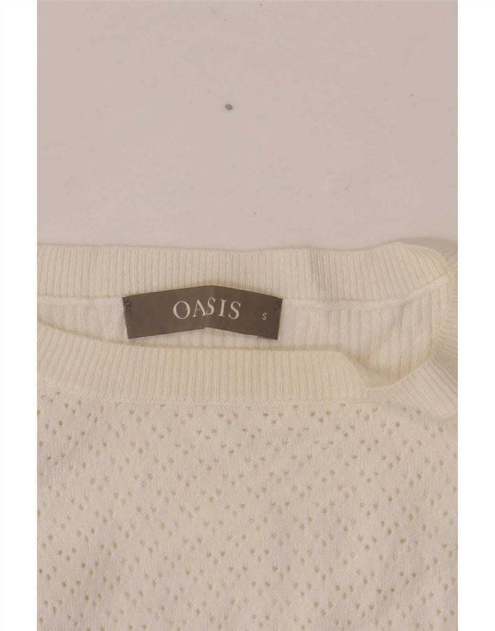 Oasis Maglione da donna oversize con scollo a barca UK 10 Piccolo in viscosa bianca