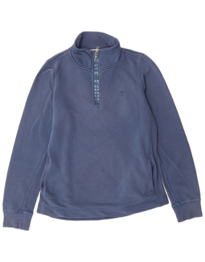 FAT FACE Felpa da donna con collo con zip Maglione UK 12 Cotone blu medio