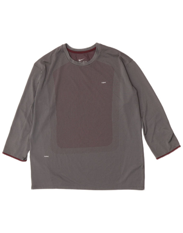 Top Nike Uomo Manica 3/4 2XL Grigio Colorblock