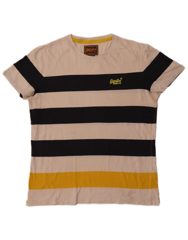 T-shirt da uomo Superdry Top 2XL cotone a righe bianco sporco