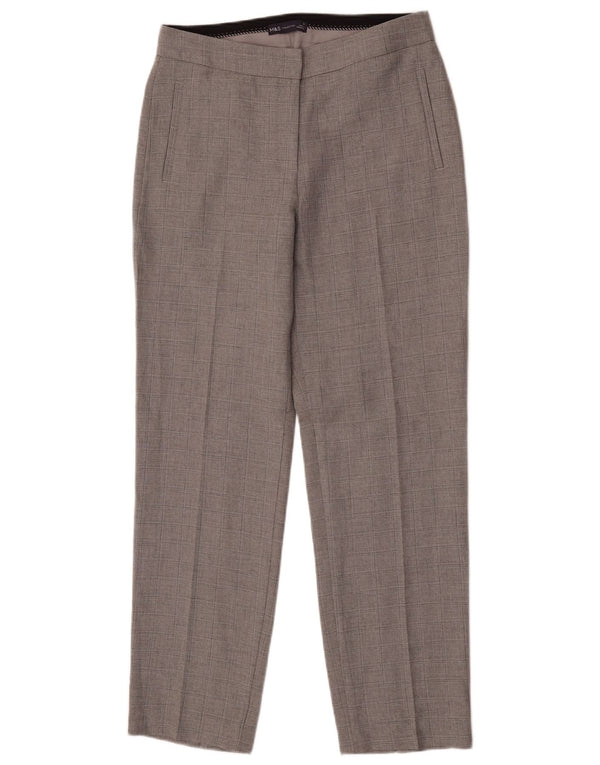 Pantaloni chino da donna Marks & Spencer UK 10 piccoli W27 L30 a quadri grigi