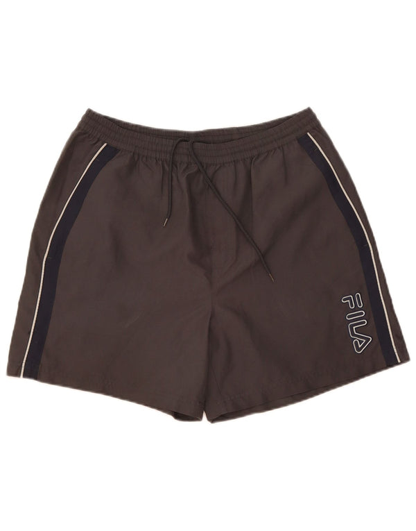 Pantaloncini sportivi grafici da uomo Fila Large in poliestere color block grigio