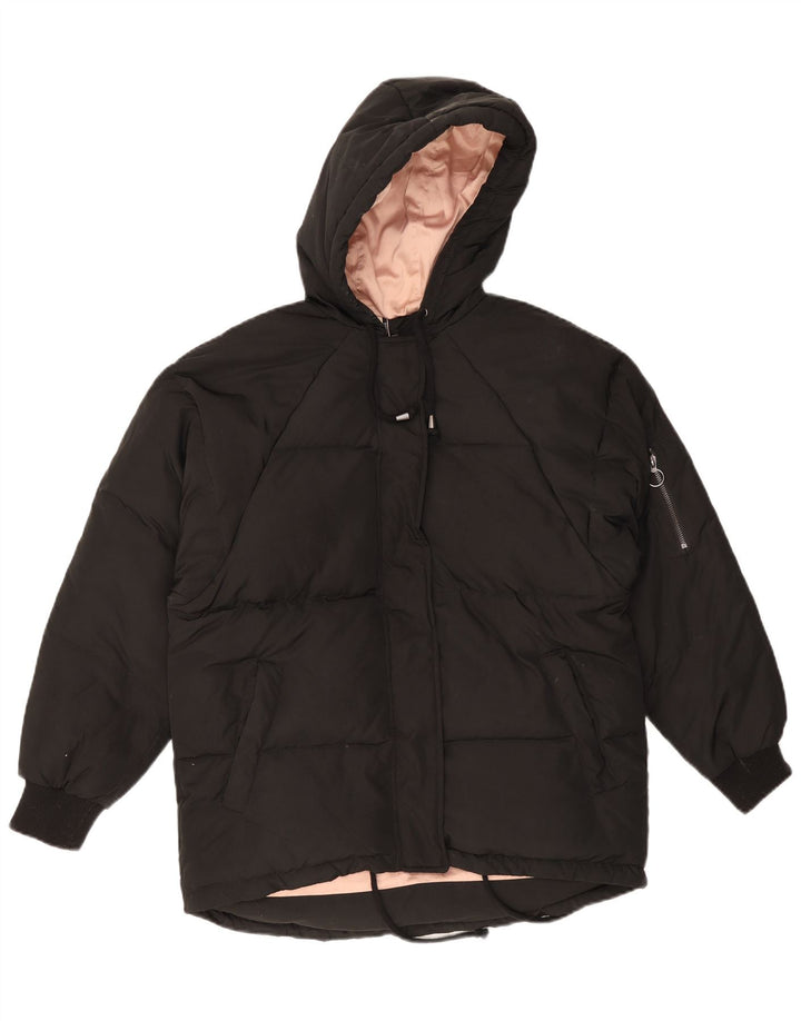Giacca imbottita oversize con cappuccio da donna Topshop UK 8 piccola poliestere nero