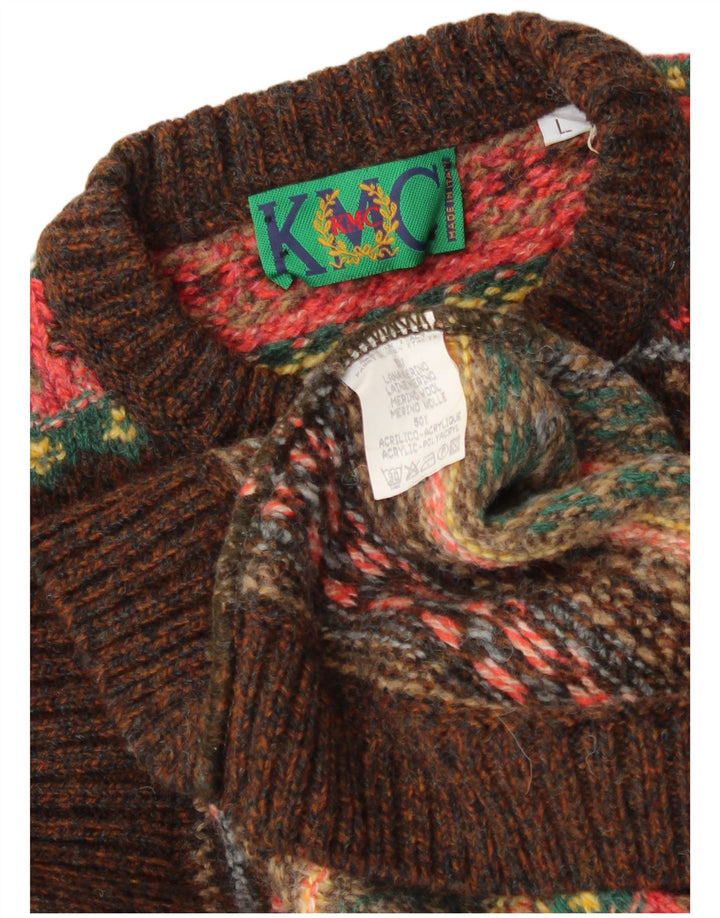 Maglione maglione girocollo da donna VINTAGE UK 16 grande multicolore