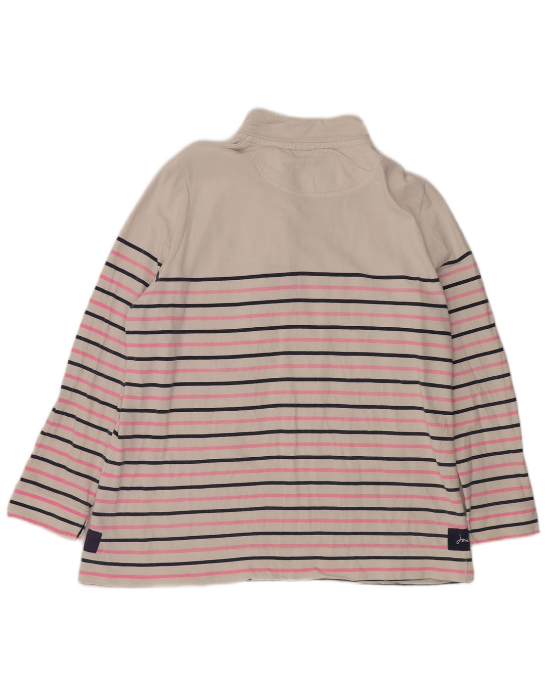 JOULES Felpa da donna con collo abbottonato, maglione UK 20 2XL a righe bianche