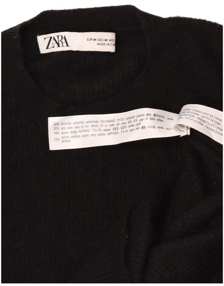 Maglione maglione girocollo da donna Zara UK 12 medio nero poliammide