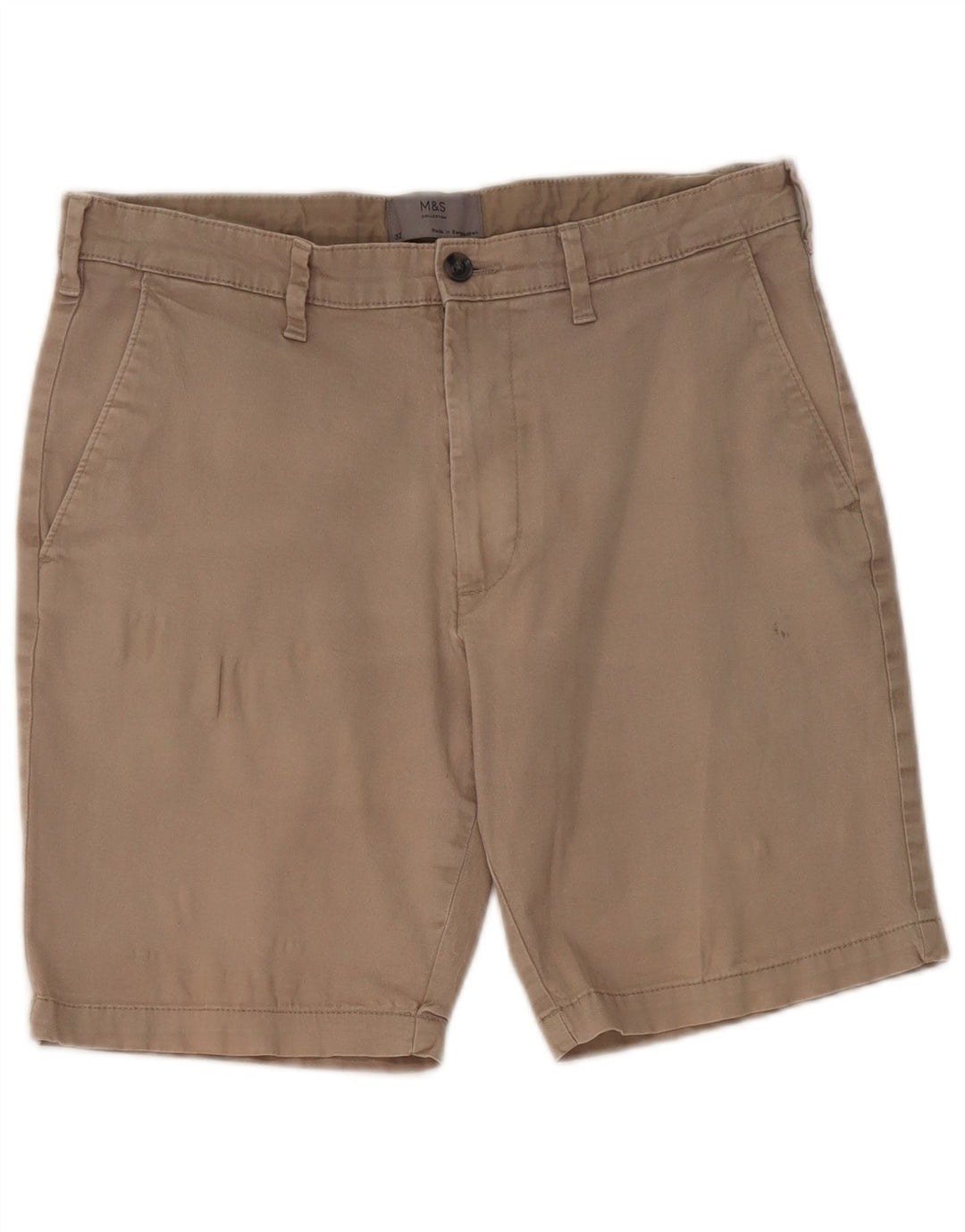 Pantaloncini chino da uomo Marks & Spencer W32 cotone grigio medio