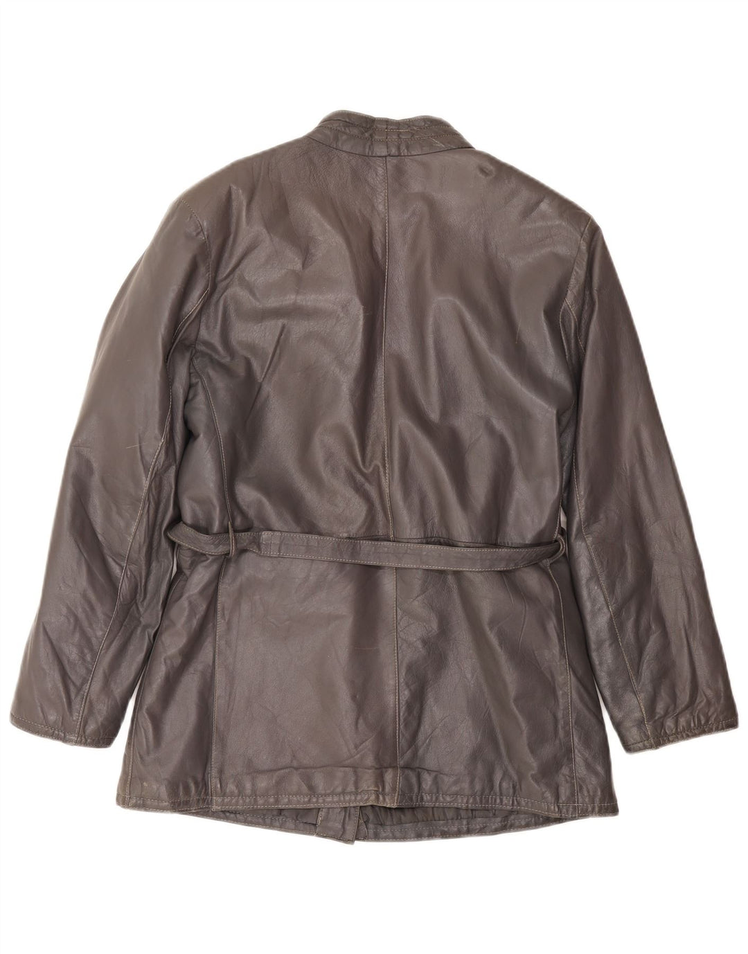 Giacca in pelle vintage da donna UK 16 grande grigia