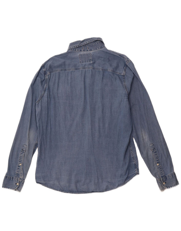 Camicia di jeans da uomo HOLLISTER in cotone blu medio
